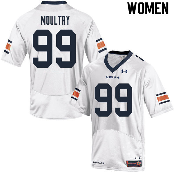 Auburn Tigers Women's T.D. Moultry #99 White Under Armour Stitched College 2020 NCAA Authentic Football Jersey BVJ8674FG